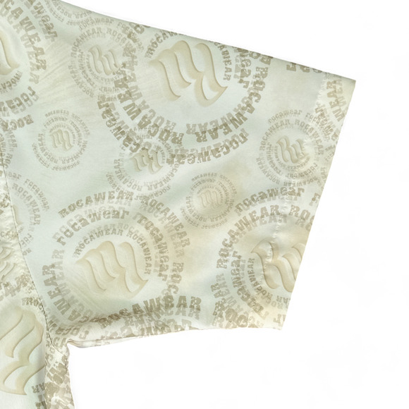 Vintage Rocawear Shirt Adult EXTRA LARGE White Spell Out Club Hip Hop Poly Y2K - Picture 7 of 12